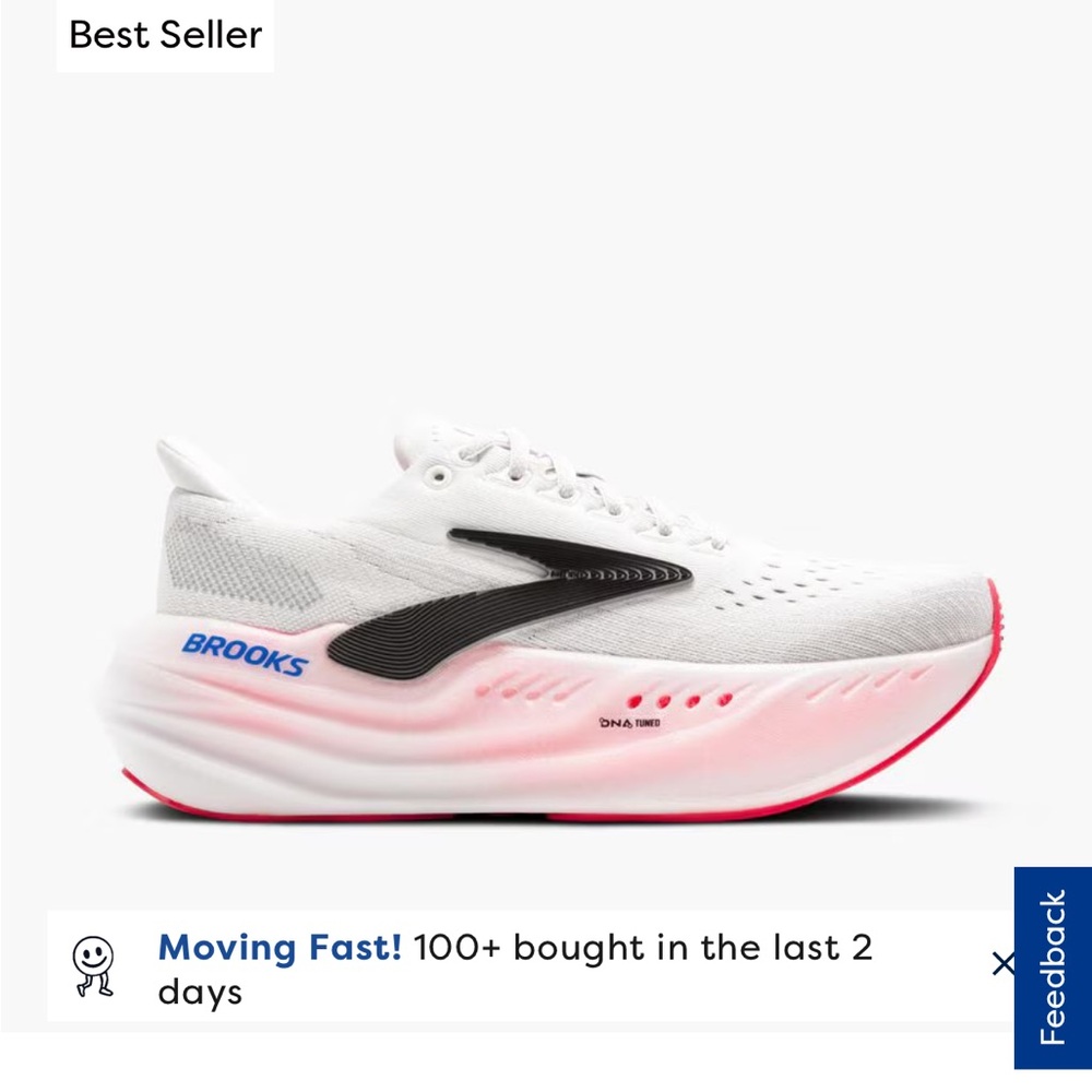 Brooks White and Pink Athletic Sneakers *Never Worn*